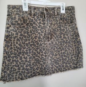 Mud Pie small leopard denim skirt